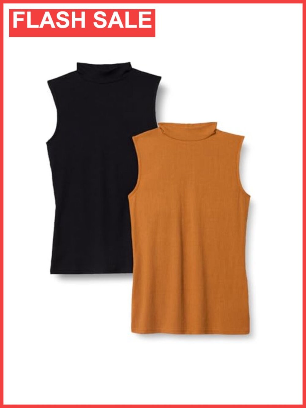 Women's Mock-Neck Slim-Fit Rib-Knit Sleeveless Top Cotton Modal Blend 2-Pack